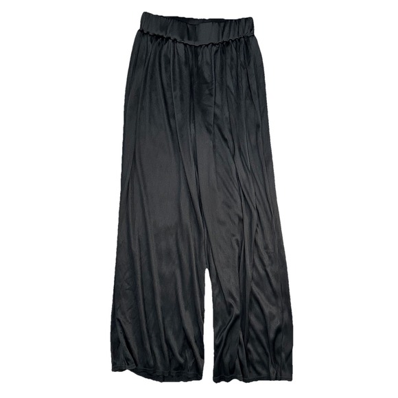 MAURICES Womens Size M Black Pull On High Waist Crinkle Wide Leg Flare Pants - Picture 1 of 6
